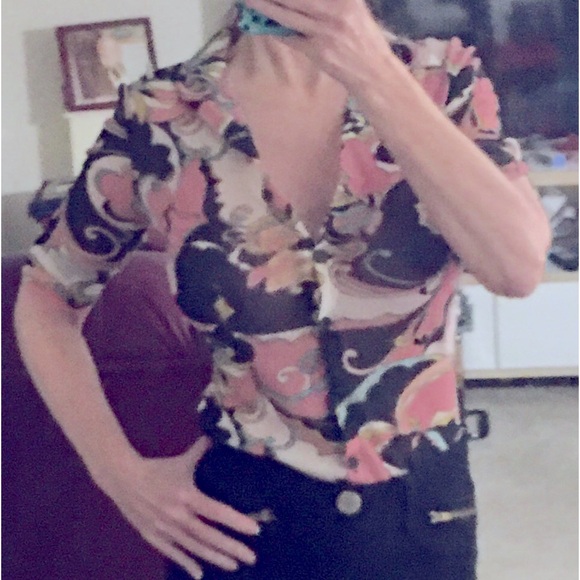 RETRO circa 1994 NWOT 579 flower print petite shirt/blouse-XS - Picture 2 of 14